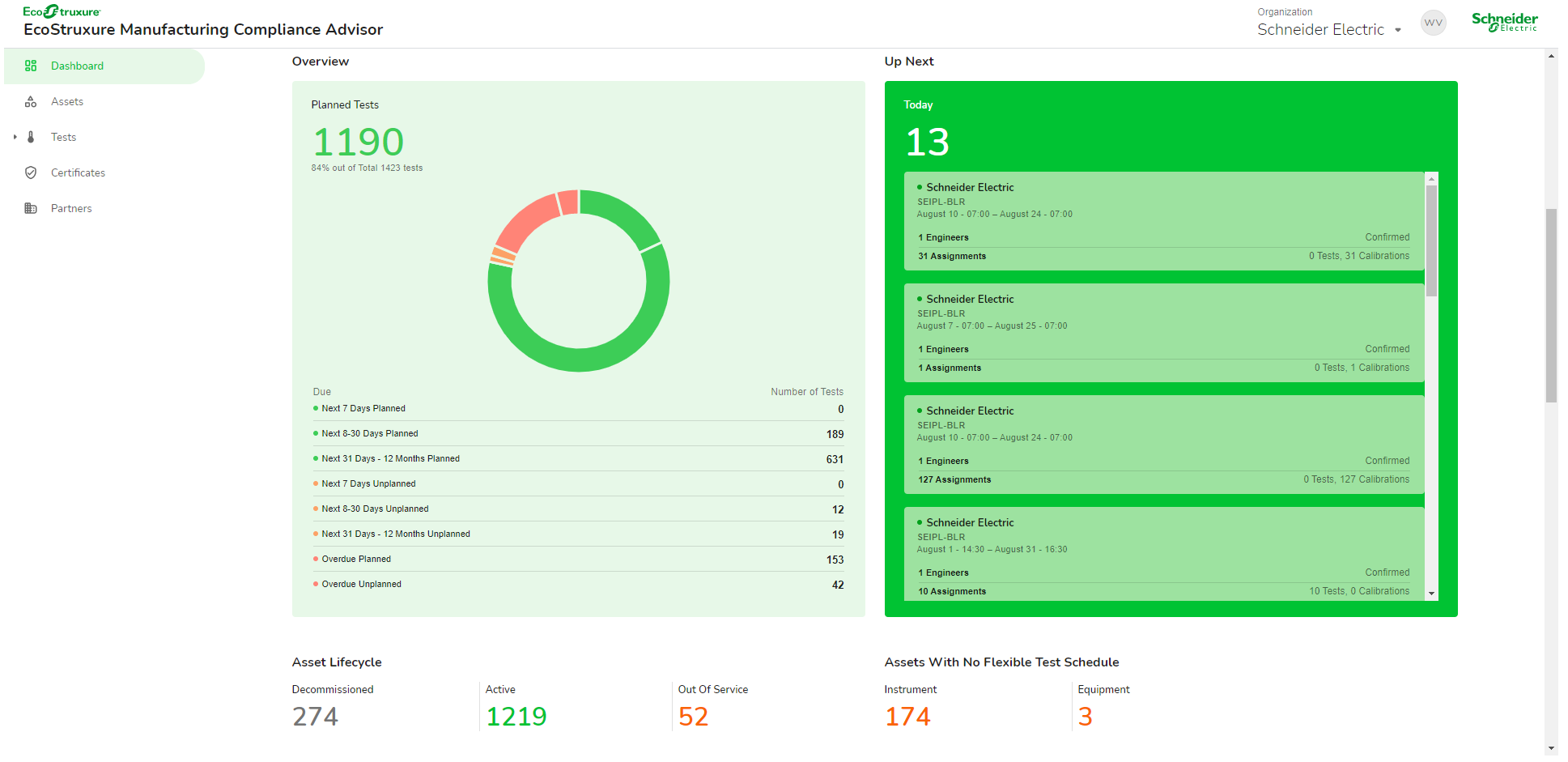 screenshot of Ecostruxure Manufacturing Compliance Advisor